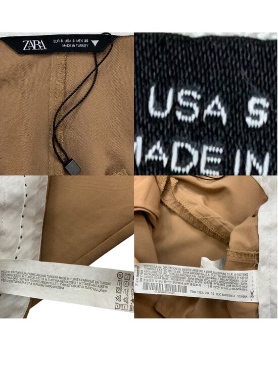 Zara Pleated Front Wide Leg Trouser Pants S Tan High Rise - Picture 6 of 13